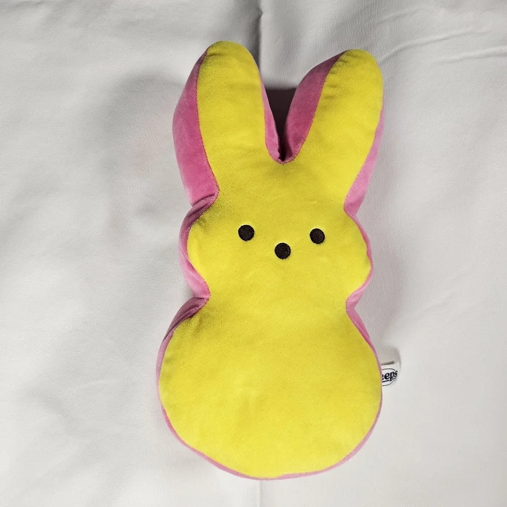 Peeps Bunny Plush Pillow‎ Yellow Pink Easter Stuffed Animal